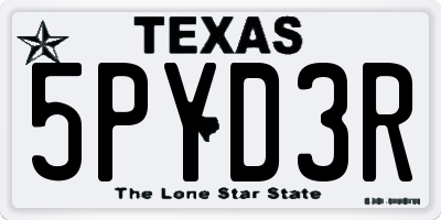 TX license plate 5PYD3R