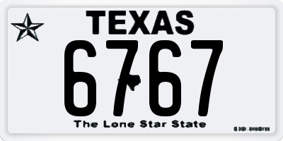 TX license plate 6767