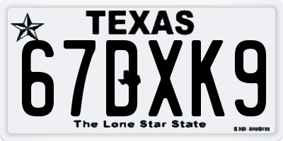 TX license plate 67DXK9