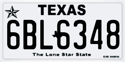 TX license plate 6BL6348