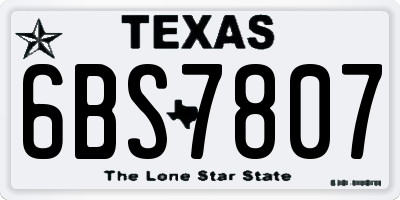 TX license plate 6BS7807