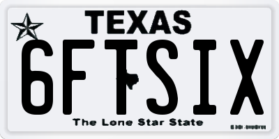 TX license plate 6FTSIX