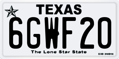 TX license plate 6GWF20