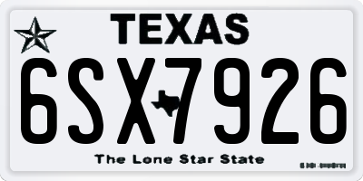 TX license plate 6SX7926