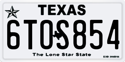 TX license plate 6TOS854