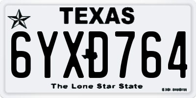 TX license plate 6YXD764