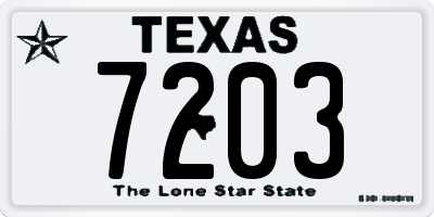 TX license plate 7203