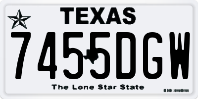 TX license plate 7455DGW