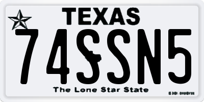 TX license plate 74SSN5