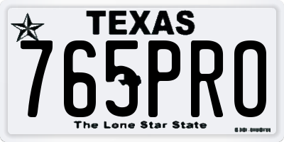 TX license plate 765PRO