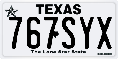 TX license plate 767SYX