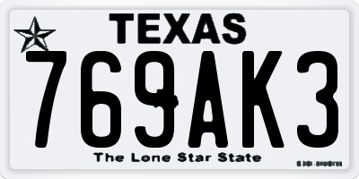 TX license plate 769AK3