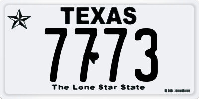 TX license plate 7773