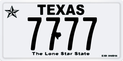 TX license plate 7777