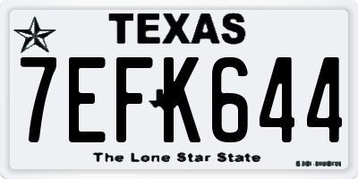 TX license plate 7EFK644