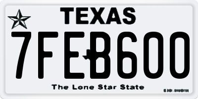 TX license plate 7FEB600