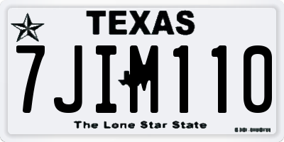 TX license plate 7JIM110