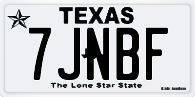 TX license plate 7JNBF