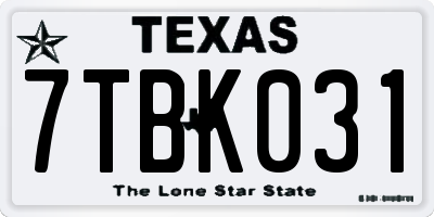 TX license plate 7TBK031