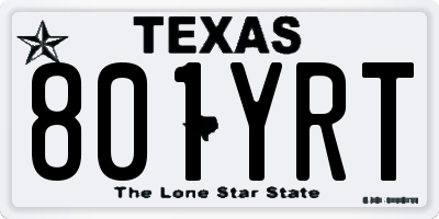 TX license plate 801YRT