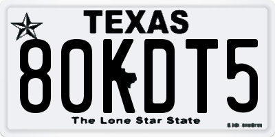 TX license plate 80KDT5