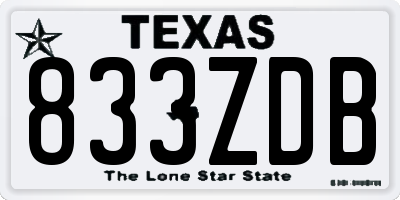 TX license plate 833ZDB