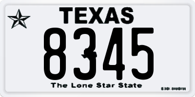 TX license plate 8345