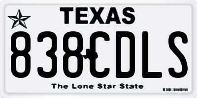 TX license plate 838CDLS