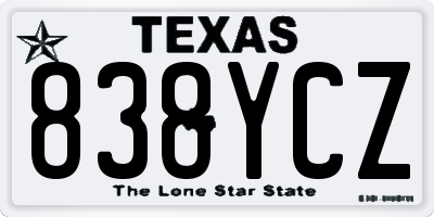 TX license plate 838YCZ