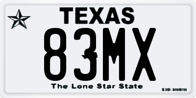 TX license plate 83MX