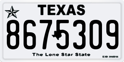 TX license plate 8675309