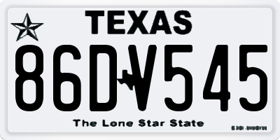 TX license plate 86DV545