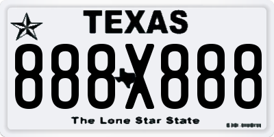 TX license plate 888X888