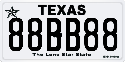 TX license plate 88BB88