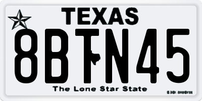 TX license plate 8BTN45