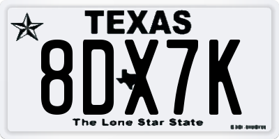 TX license plate 8DX7K