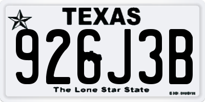 TX license plate 926J3B