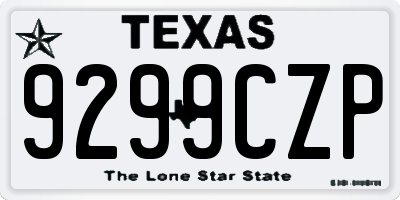 TX license plate 9299CZP