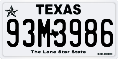 TX license plate 93M3986