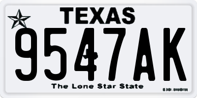 TX license plate 9547AK