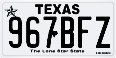 TX license plate 967BFZ