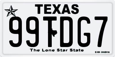 TX license plate 99TDG7