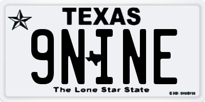 TX license plate 9NINE