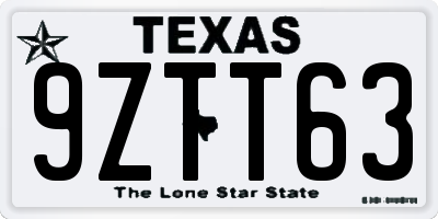 TX license plate 9ZTT63