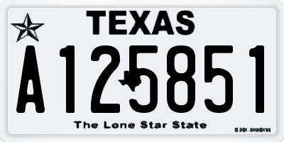 TX license plate A125851