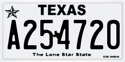 TX license plate A254720