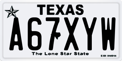 TX license plate A67XYW