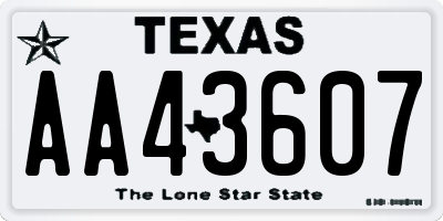 TX license plate AA43607