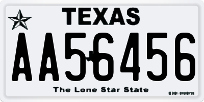 TX license plate AA56456