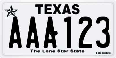 TX license plate AAA123